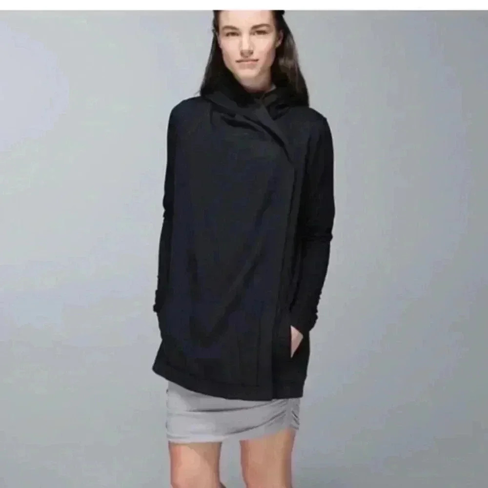 Lululemon Women's Blissed Out Organic Cotton Hooded Wrap Cardigan Sweater